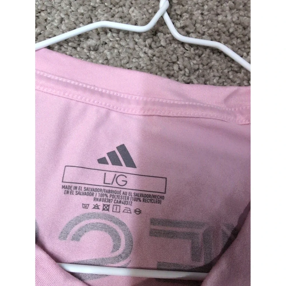 Adidas‎ Inter Miami CF Mens Pink Wavy Stripe Soccer Training Jersey Large JJ2590